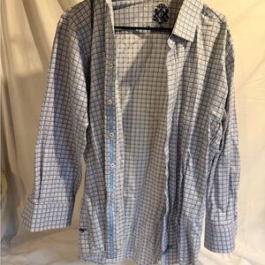 English Laundry Navy and White Plaid Shirt
